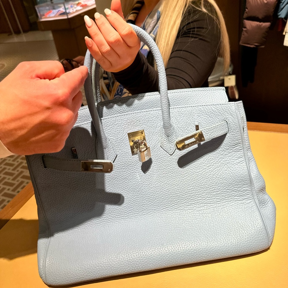 AUTHENTIC 35 HERMES BIRKIN - BABY BLUE “RARE”